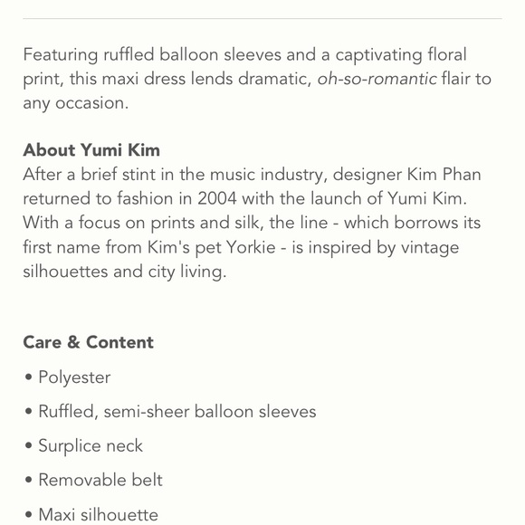 Anthropologie Yumi Kim Jessica Floral Maxi Dress SP NWT - Picture 16 of 16